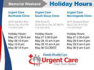 Urgent Care Memorial Weekend Hours 2015